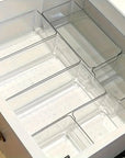 Clear Makeup Organizer Set of 7 – Stackable Drawer Dividers for Cosmetics & Desk Storage