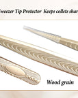 CoMango Wood Grain Anti-Slip Eyelash Extension Tweezers – Premium Gold Stainless Steel
