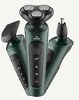 Men's 3-in-1 & 4-in-1 Electric Shaver – Multi-Function Grooming Kit (Green/Silver)