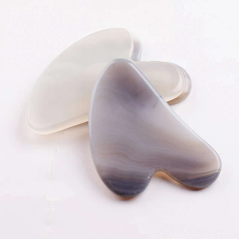Grey Agate Jade Roller &amp; Gua Sha Scraper – Natural Face &amp; Body Massager