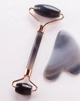 Grey Agate Jade Roller & Gua Sha Scraper – Natural Face & Body Massager