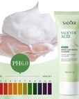 SADOER Salicylic Acid Facial Cleanser – Moisturizing Hydrating Foam Face Wash