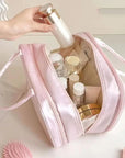 3-Layer Pink Bow Travel Toiletry Bag – Large Capacity Cosmetic Organizer