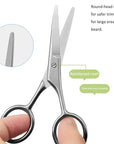 4-Piece Beard Trimmer Kit – Stainless Steel Scissors, Wood Comb & Storage Bag