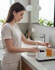 Bathroom Counter Organizer with Toothbrush Holder – Vanity Sink Storage Tray (White)