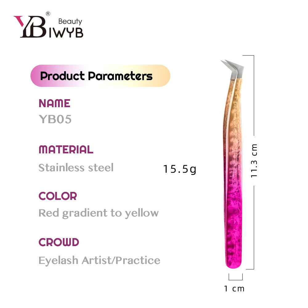 IWYBBeauty Colored Eyelash Extension Tweezers – High-Precision Anti-Static Stainless Steel