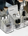 Clear Acrylic Makeup Organizer – Vanity Cosmetic Storage Box with Lipstick Holder